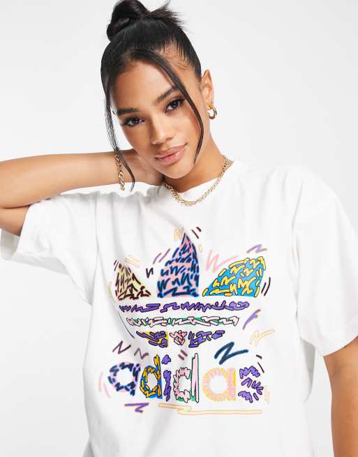 Adidas Originals Love Unites Trefoil Tee Clothing White/Multicolor 1 : 2XS