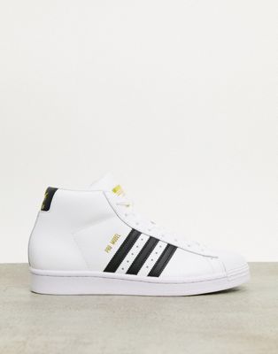 adidas Originals - Pro Model Hi - Sneakers alte in pelle bianche-Bianco