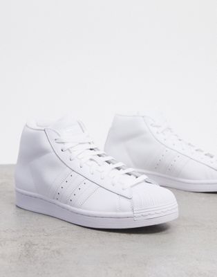 adidas Originals Pro Model hi top sneakers in triple white | ASOS
