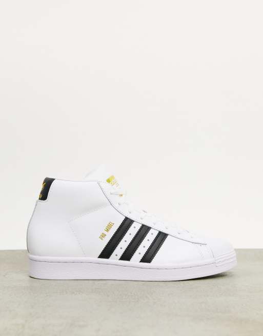 adidas Originals Pro Model Hi top sneakers in white leather | ASOS