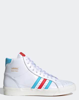 adidas Originals profi hi top leather trainers in white