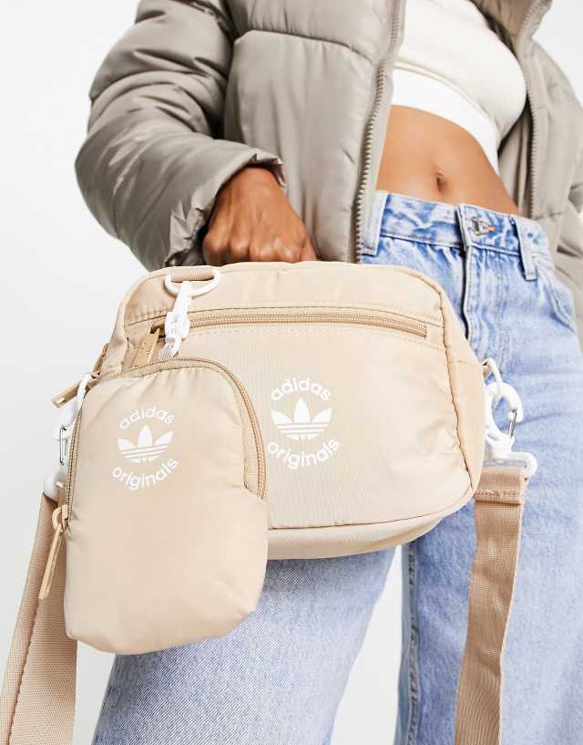 adidas Originals puffer and pouch crossbody in beige