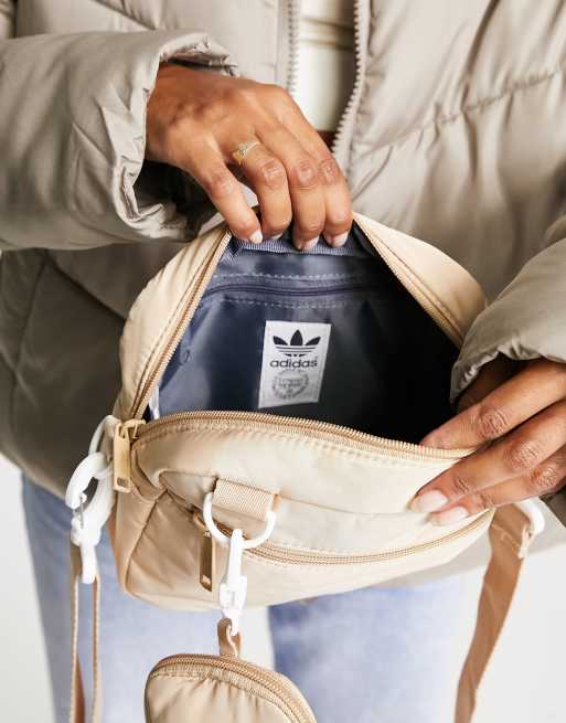 adidas Originals puffer and pouch crossbody in beige