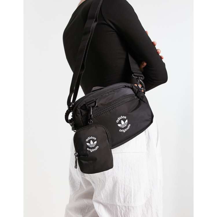 adidas Originals puffer and pouch crossbody in black | ASOS