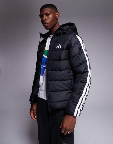 adidas Originals – Puffermantel in Schwarz mit den 3 Streifen - view 1