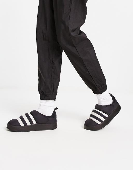 adidas Originals Puffylette in black with white detail | ASOS