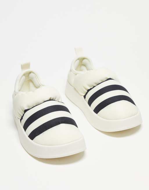 adidas Originals Puffylette in white with black detail