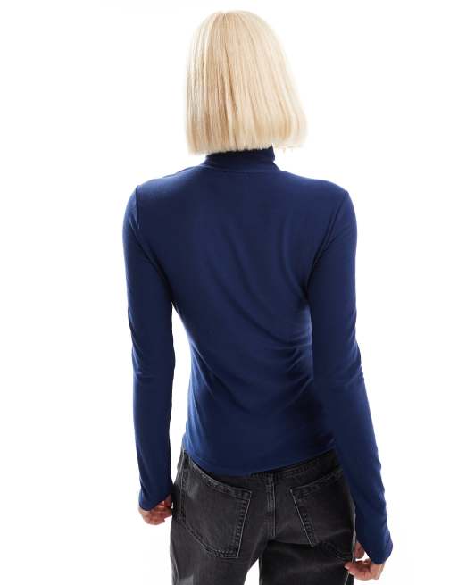adidas Originals Pull col montant a manches longues Indigo