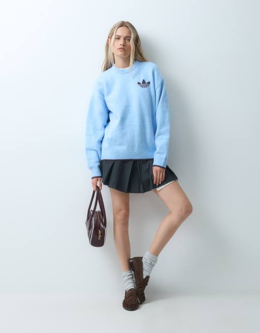 adidas Originals pull en maille bleu clair et bordeaux, 3 de 4