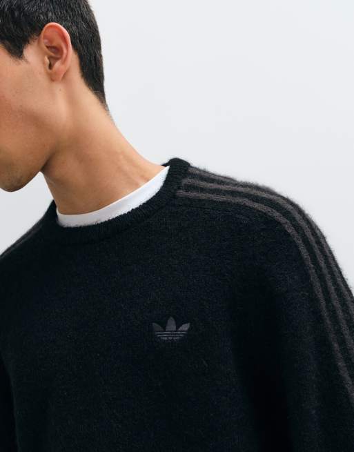 adidas Originals pull en maille duveteuse à trois bandes noir, 4 de 5