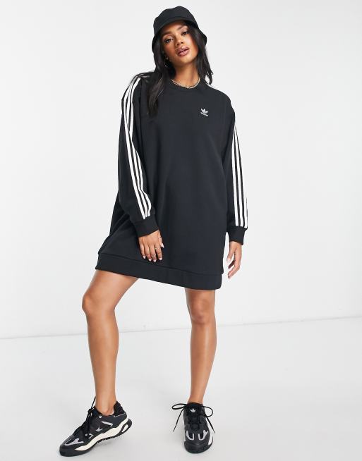 adidas Originals Pulloverkleid mit drei Streifen in Schwarz ASOS