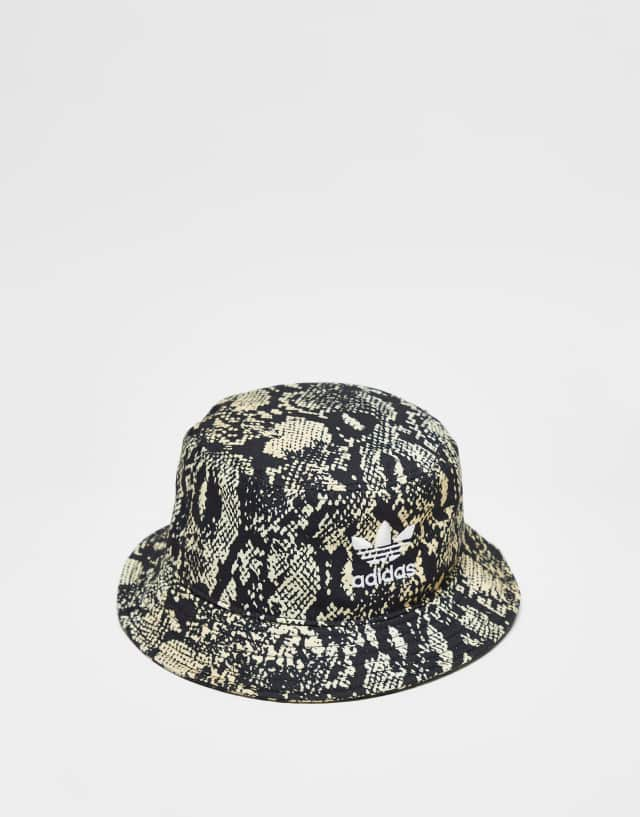 adidas Originals python print bucket hat in brown