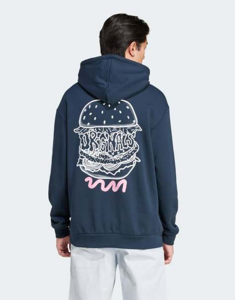 adidas Originals - Q12 - Mørkeblå hættetrøje med 'Street Burger'-print - view 1