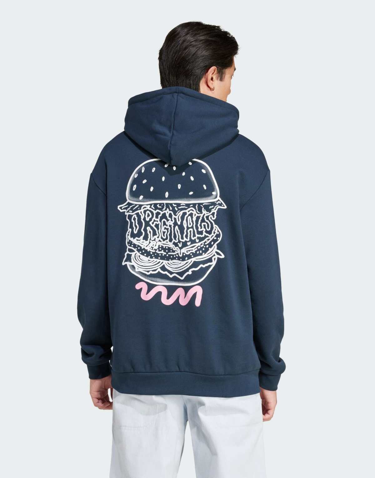 adidas Originals Q12 street burger hoodie in aurora ink