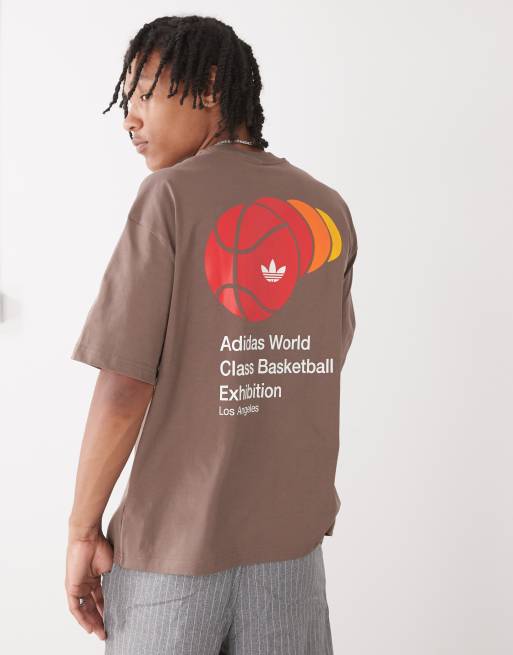 adidas Originals Q3 graphic tee in brown