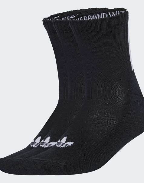 adidas Originals Quarter 3 back stripes socks 3 pairs in black - view 1