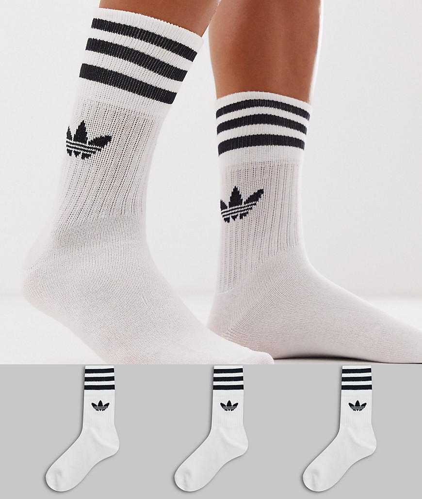 adidas Originals quarter socks 3 pack in white and black
