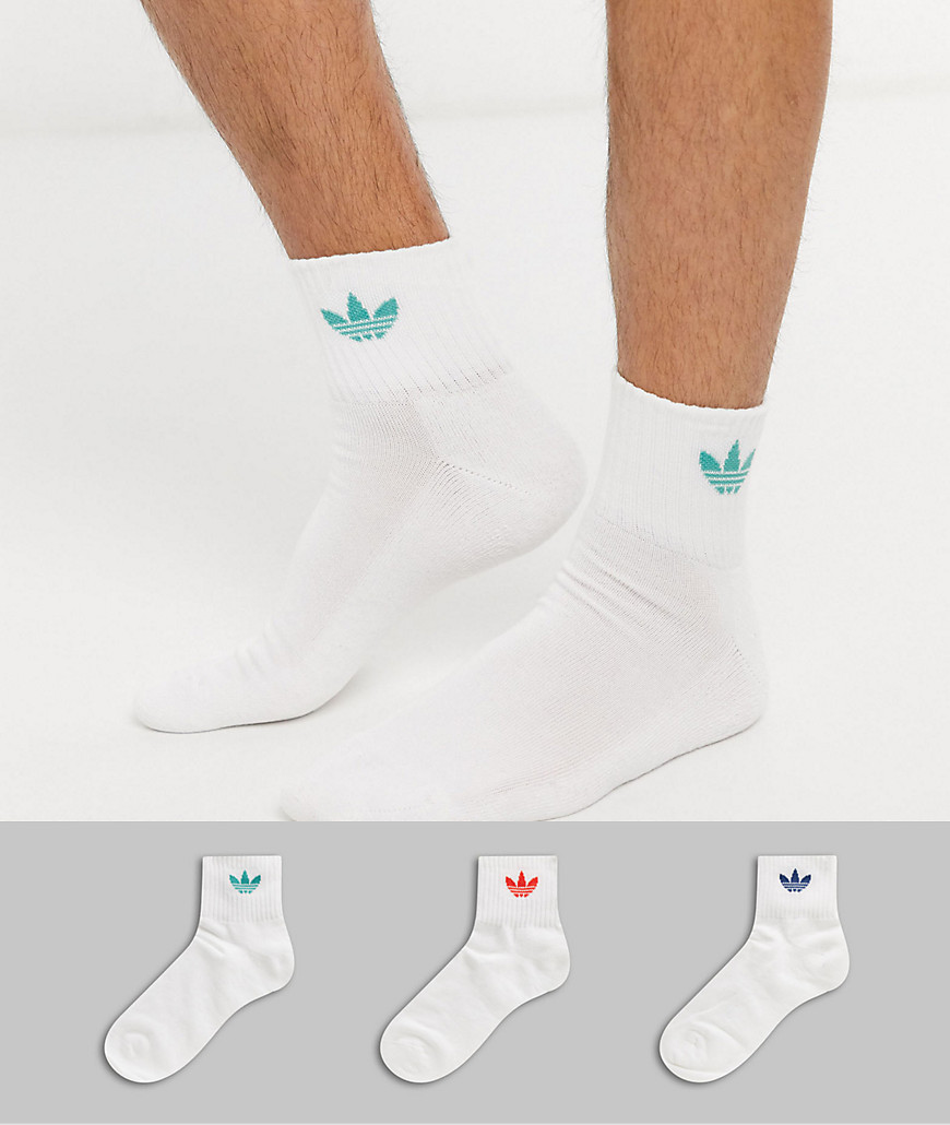 adidas Originals quarter socks 3 pack in white
