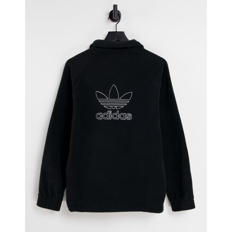 adidas Originals quarter zip boyfriend fit fleece in black ASOS