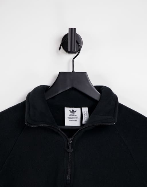 adidas Originals quarter zip boyfriend fit fleece in black ASOS