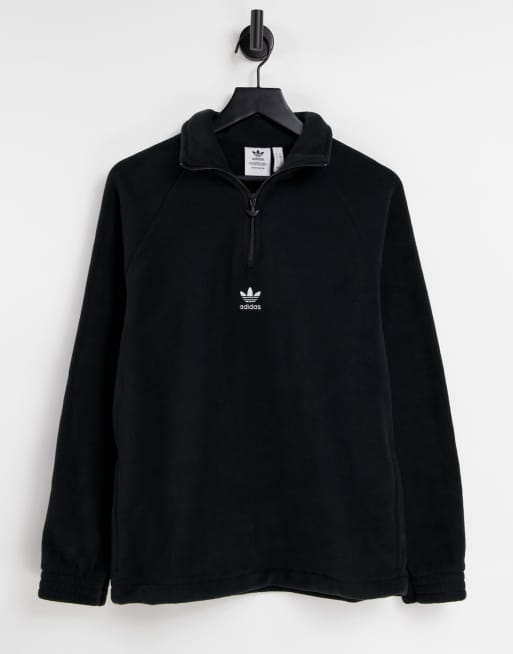 adidas Originals quarter zip boyfriend fit fleece in black