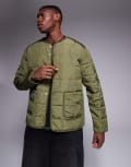 [adidas Originals] adidas Originals quilted jacket in khaki-Green S Focus olive