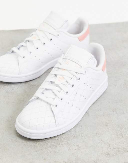 adidas Originals quilted Stan Smith sneakers in white and pink