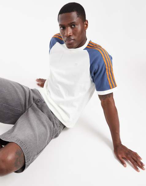 adidas Originals raglan t-shirt in off white and navy - view 1