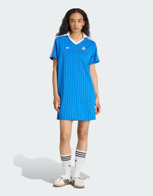 adidas Originals - Real Madrid - Terrace Icons - Jurk in blauw en wit