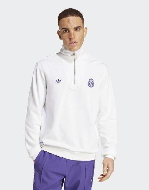 adidas Originals – Real Madrid Terrace Icons – Oberteil in Weiß mit halblangem Reißverschluss - view 1