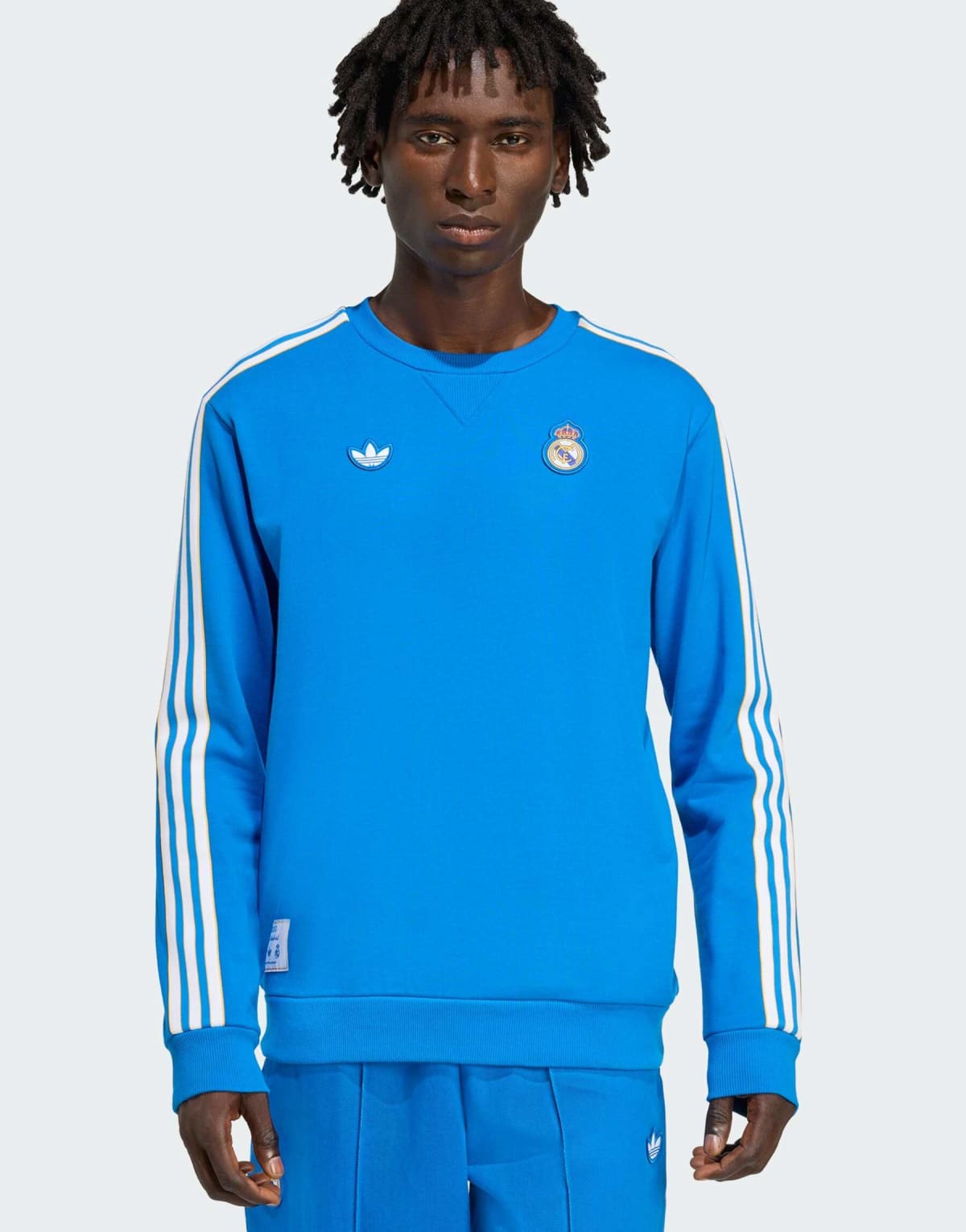 adidas Originals Real madrid terrace icons sweatshirt in blue bird / white