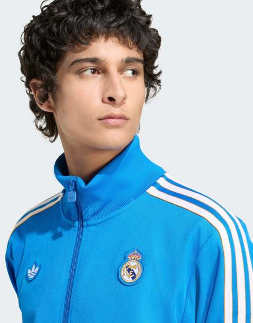 adidas Originals Real madrid terrace icons track top in blue bird