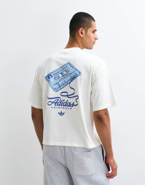 adidas Originals record graphic backprint tee in off white - view 1