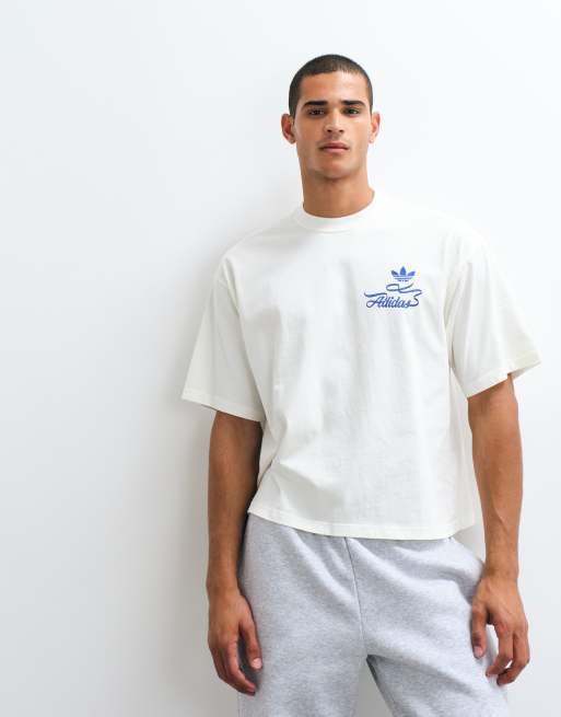 adidas Originals record graphic backprint tee in off white, 3 of 5