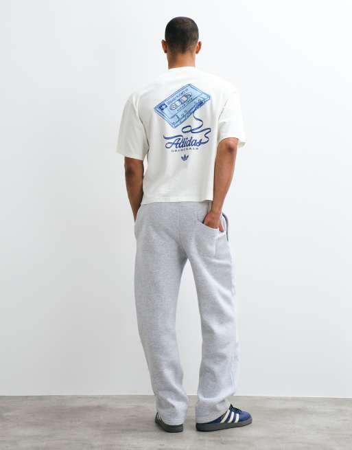 adidas Originals record graphic backprint tee in off white, 4 of 5