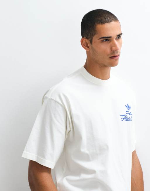adidas Originals record graphic backprint tee in off white, 5 of 5