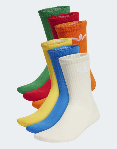 adidas Originals – Regnbågsfärgade strumpor med treklöverslogga, 6-pack - view 1