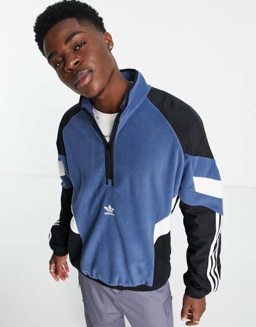 Rekive zip adidas blue ASOS 1/4 in black | fleece and Originals