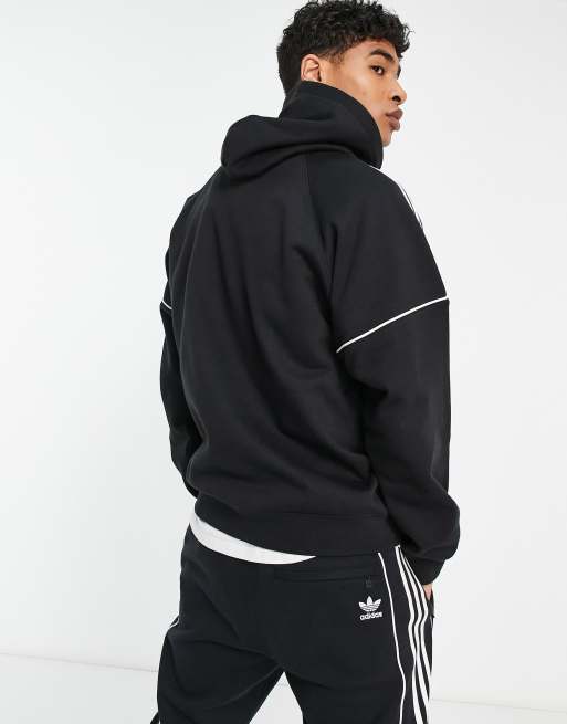 Adidas originals hoodie with 3 best sale stripes and central logo in black