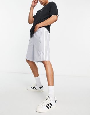adidas Originals Rekive 3 stripe logo shorts in grey