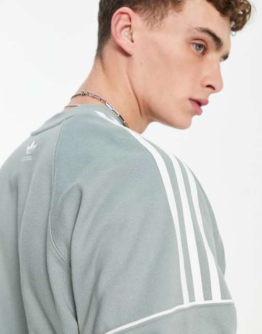 Grey adidas store 3 stripe shirt