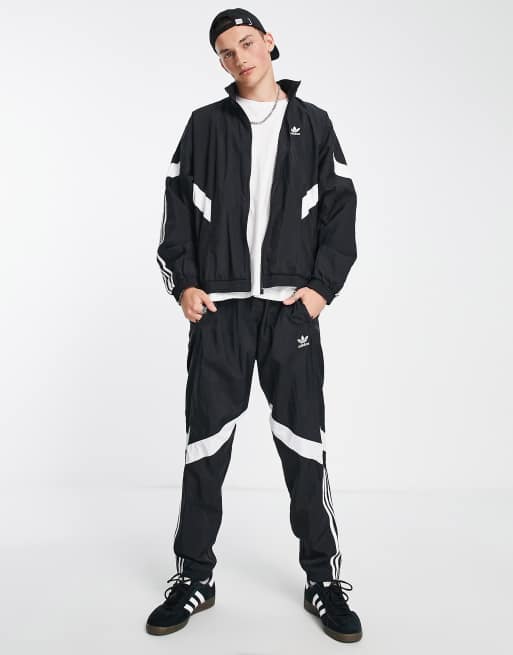 adidas Originals Adibreak 3 stripe straight leg pants in black