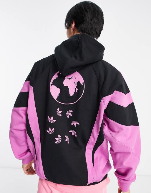 Pink and black adidas on sale hoodie