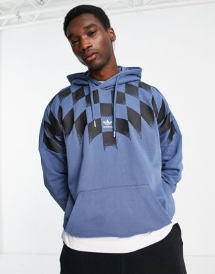 adidas Originals Rekive hoodie with central logo in black and blue