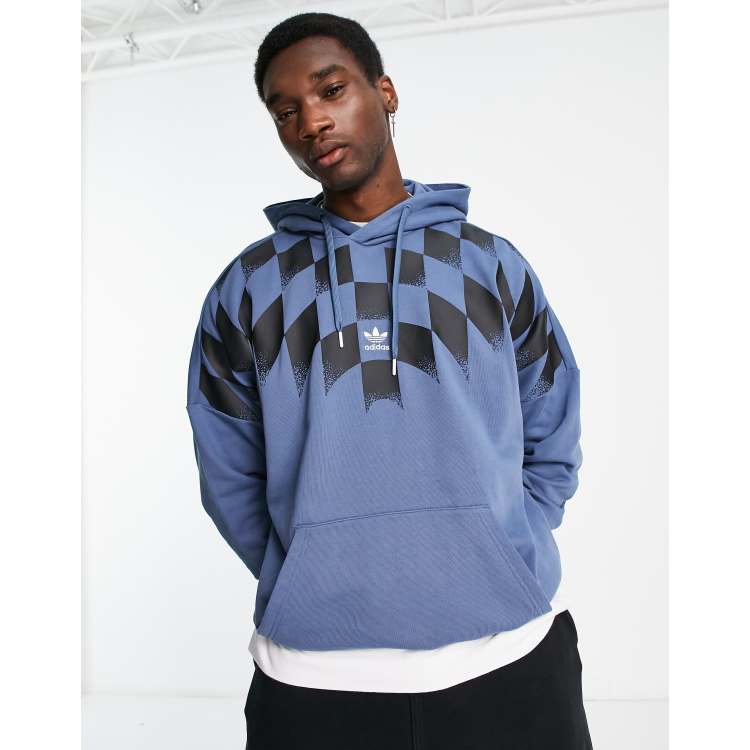 adidas Originals Rekive hoodie with central logo in black and blue