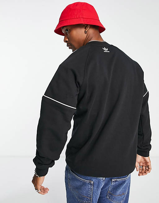 adidas Originals – Rekive – Logo-Sweatshirt in Schwarz mit den 3 Streifen |  ASOS