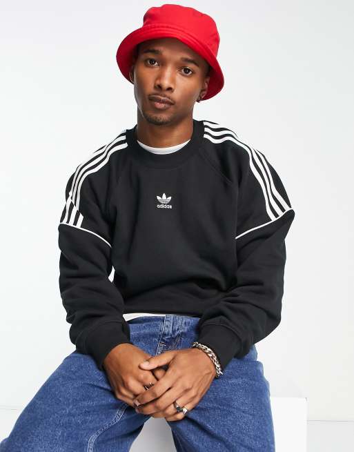 adidas Originals – Rekive – Svart sweatshirt med logga och 3 ränder