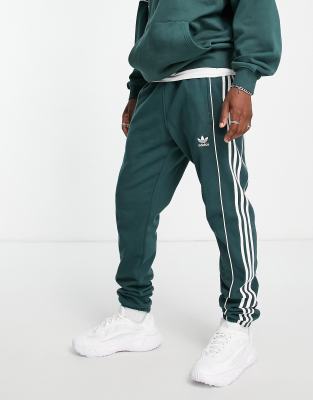 adidas Originals Rekive three stripe joggers in mineral green