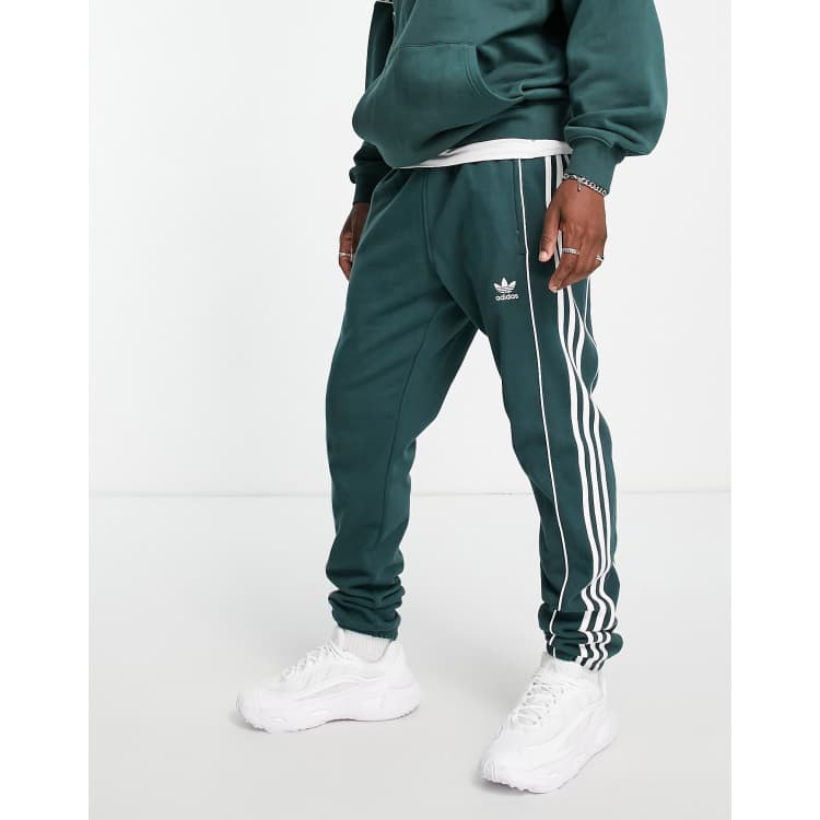 Adidas 3 stripe online joggers green