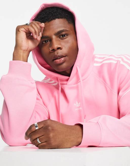 Adidas trefoil hoodie pink hot sale men's